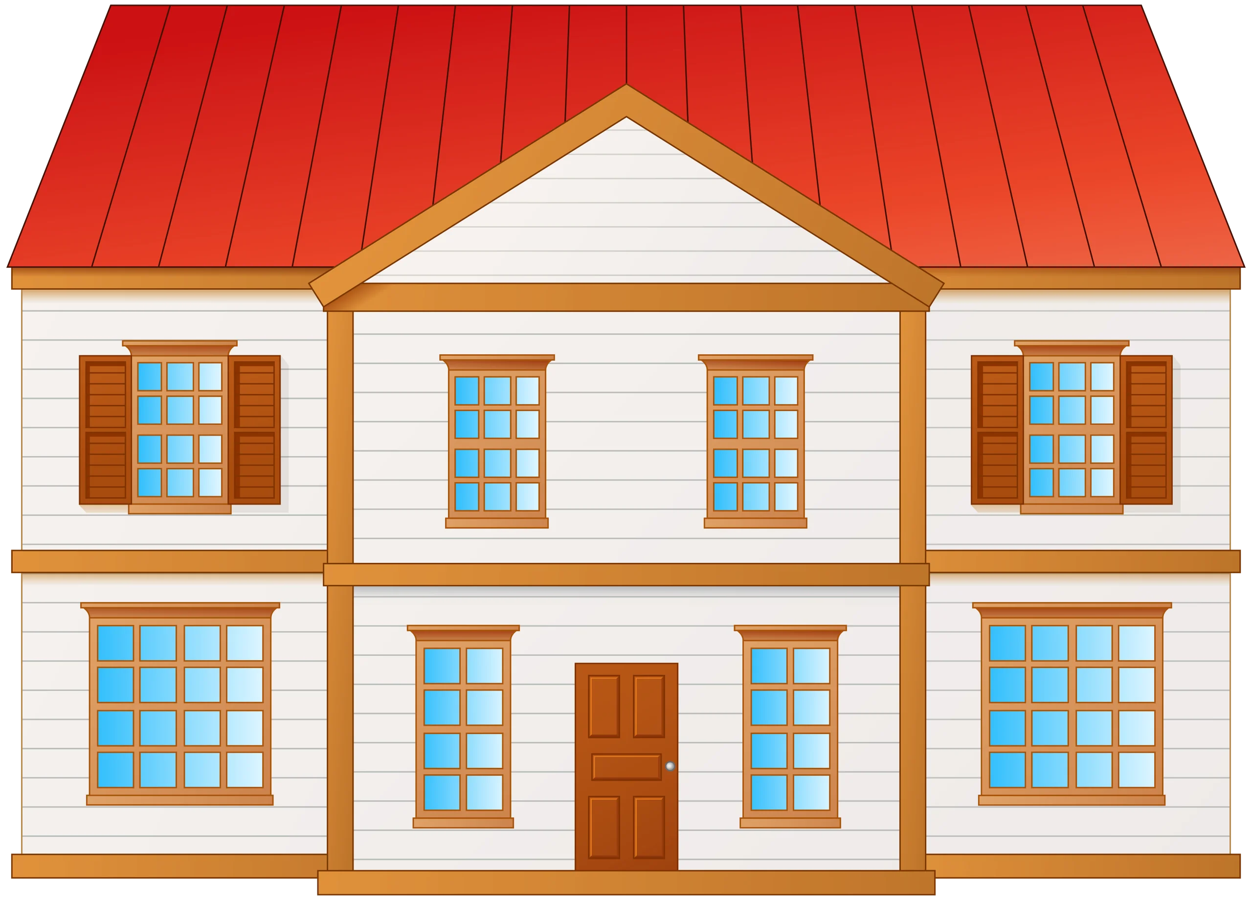 Classic Two-Story Symmetrical House Architectural Clipart Design