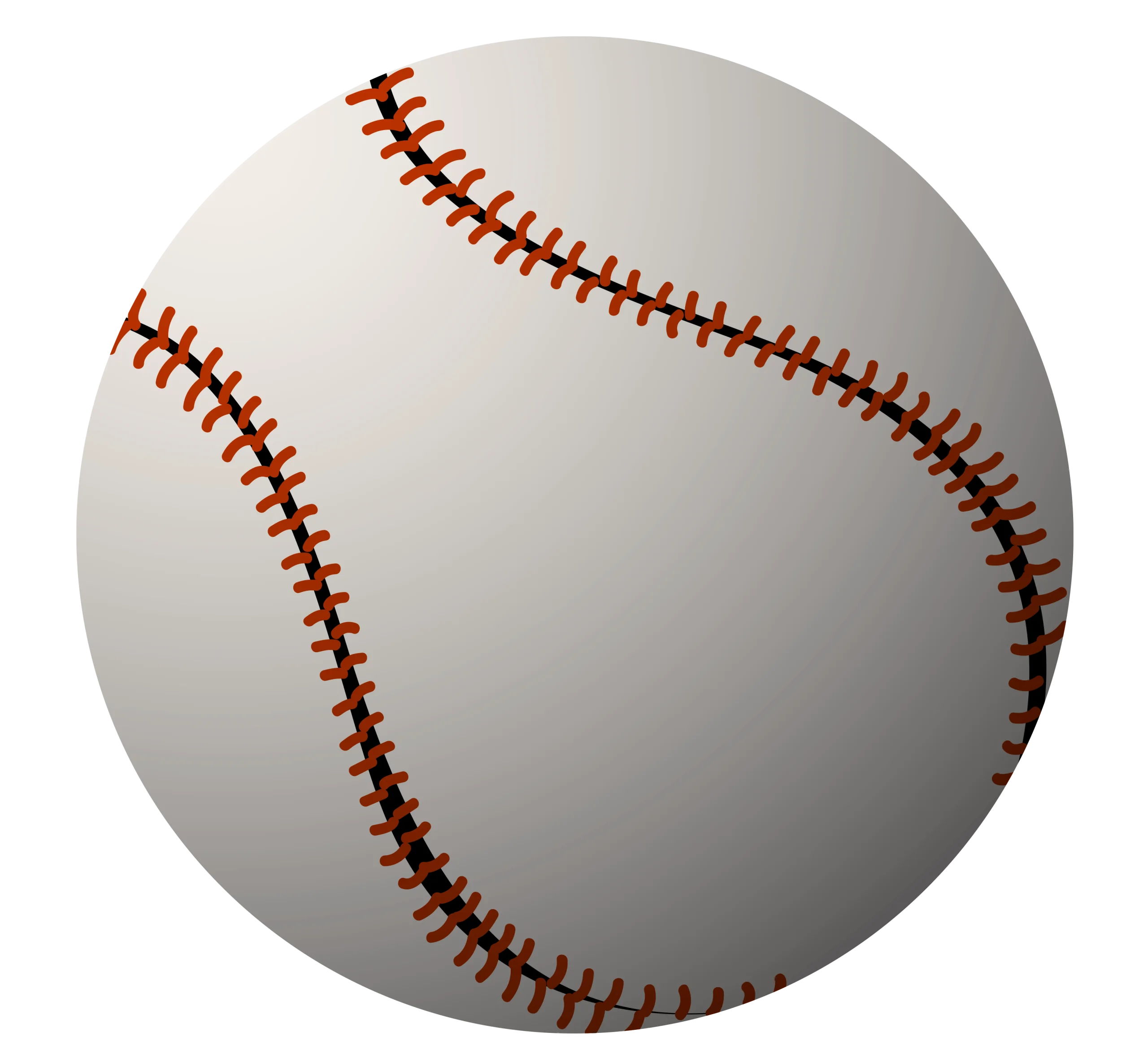 Classic White Baseball Clipart with Distinctive Red Stitching Design