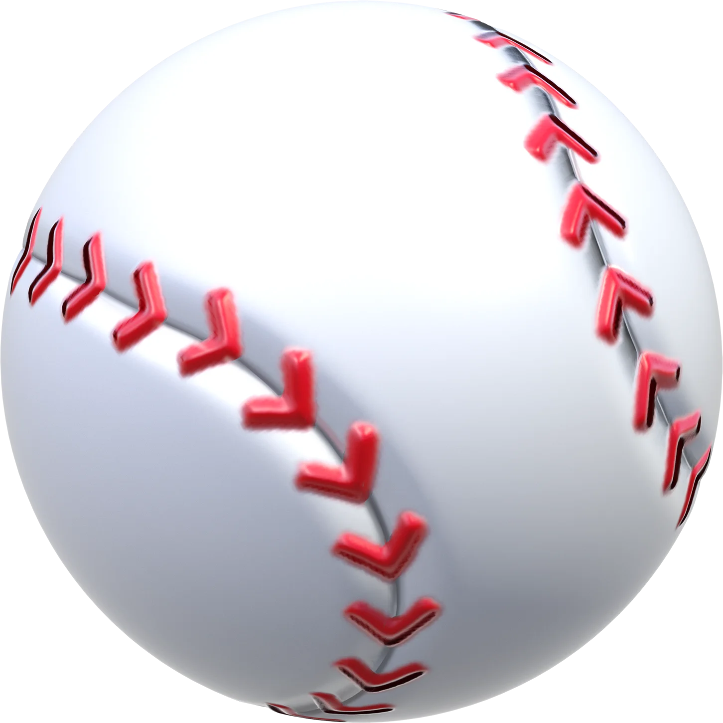 Classic White Baseball Clipart with Red Stitching Details and Pristine Surface