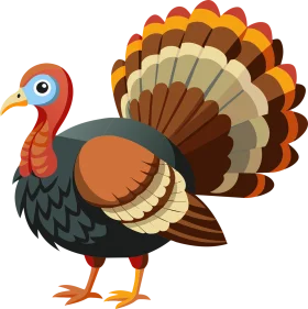 Festive Thanksgiving Turkey Clipart Illustration with Colorful Feathered Design