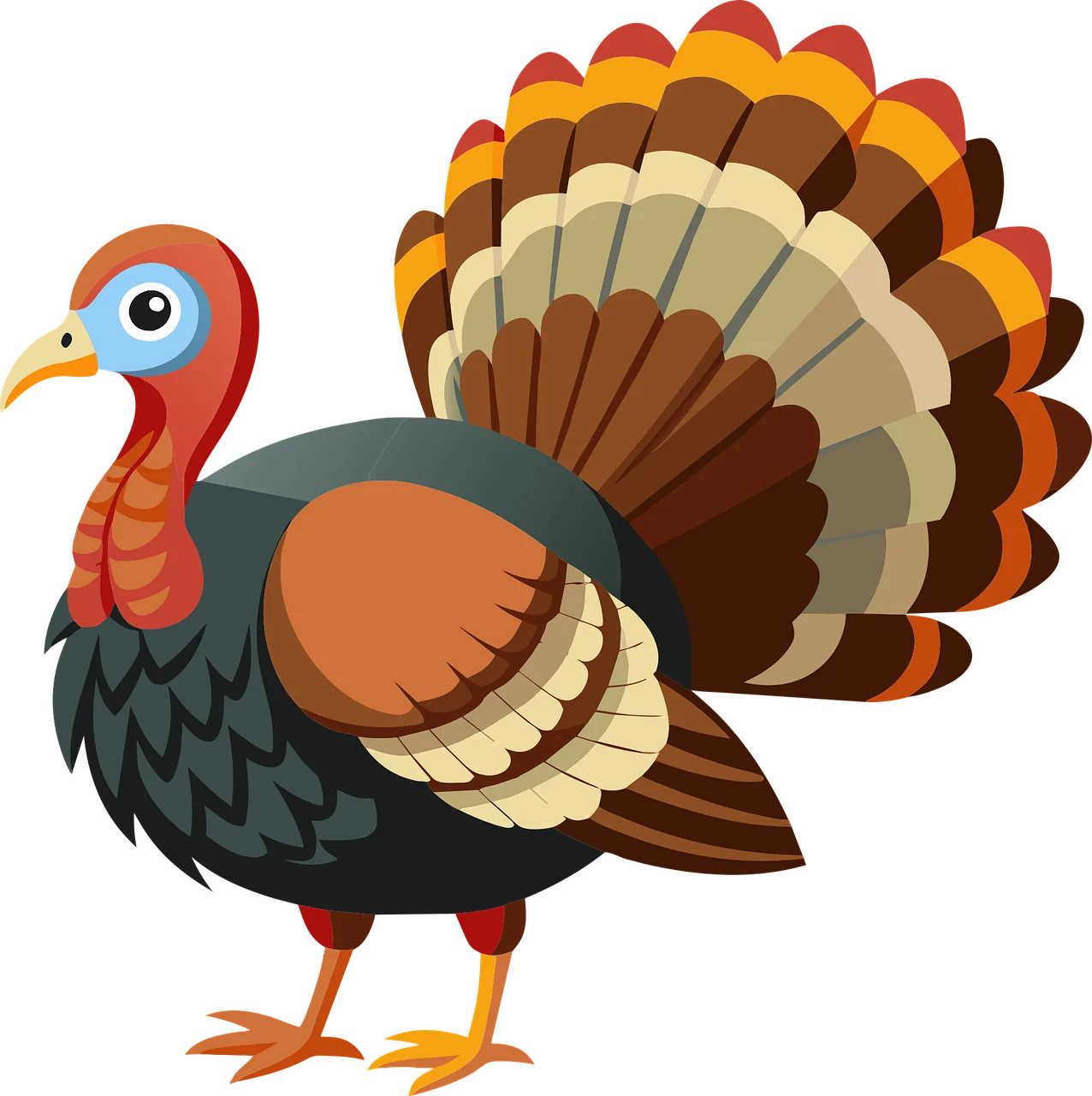 Festive Thanksgiving Turkey Clipart Illustration with Colorful Feathered Design