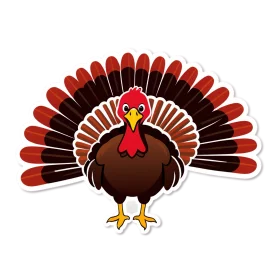 Festive Thanksgiving Turkey Clipart Illustration with Spread Feathered Tail