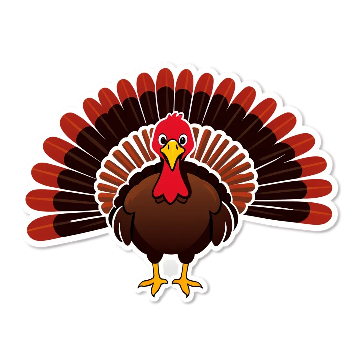 Festive Thanksgiving Turkey Clipart Illustration with Spread Feathered Tail