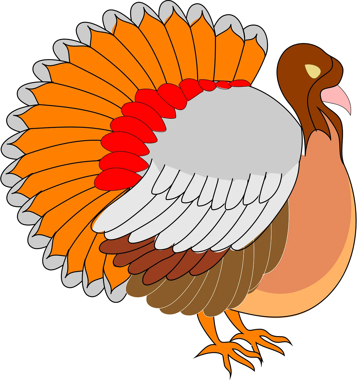 Festive Thanksgiving Turkey Clipart with Colorful Feathered Plumage and Detailed Design