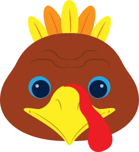 Festive Thanksgiving Turkey Head Cartoon Clipart with Bright Playful Colors
