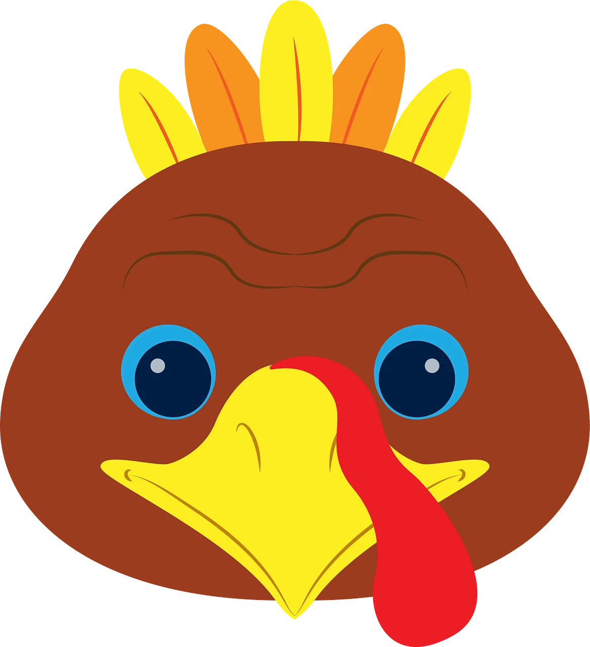 Festive Thanksgiving Turkey Head Cartoon Clipart with Bright Playful Colors
