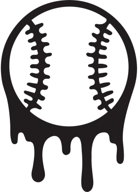 Melting Baseball Clipart - Surreal Dripping Sports Graphic Design Element
