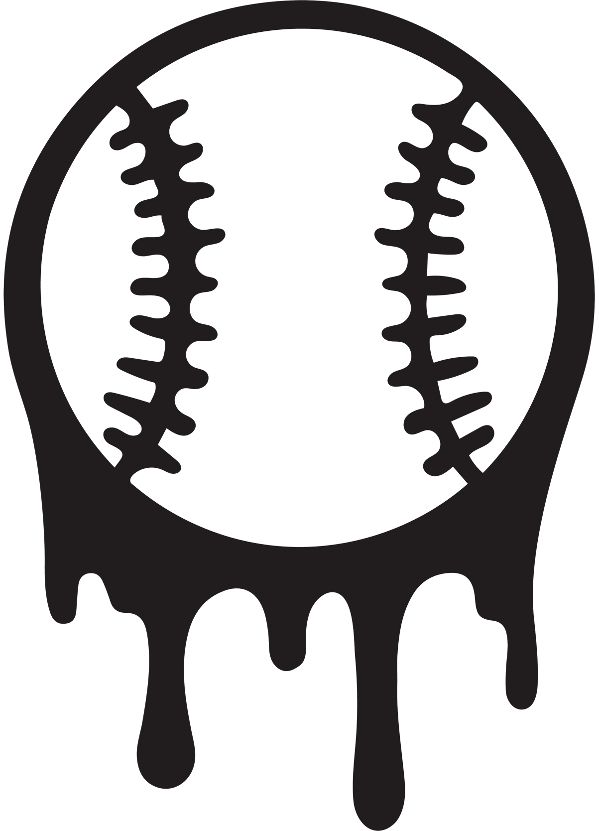 Melting Baseball Clipart - Surreal Dripping Sports Graphic Design Element