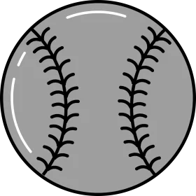 Minimalist Gray Baseball Clipart with Classic Stitching Design