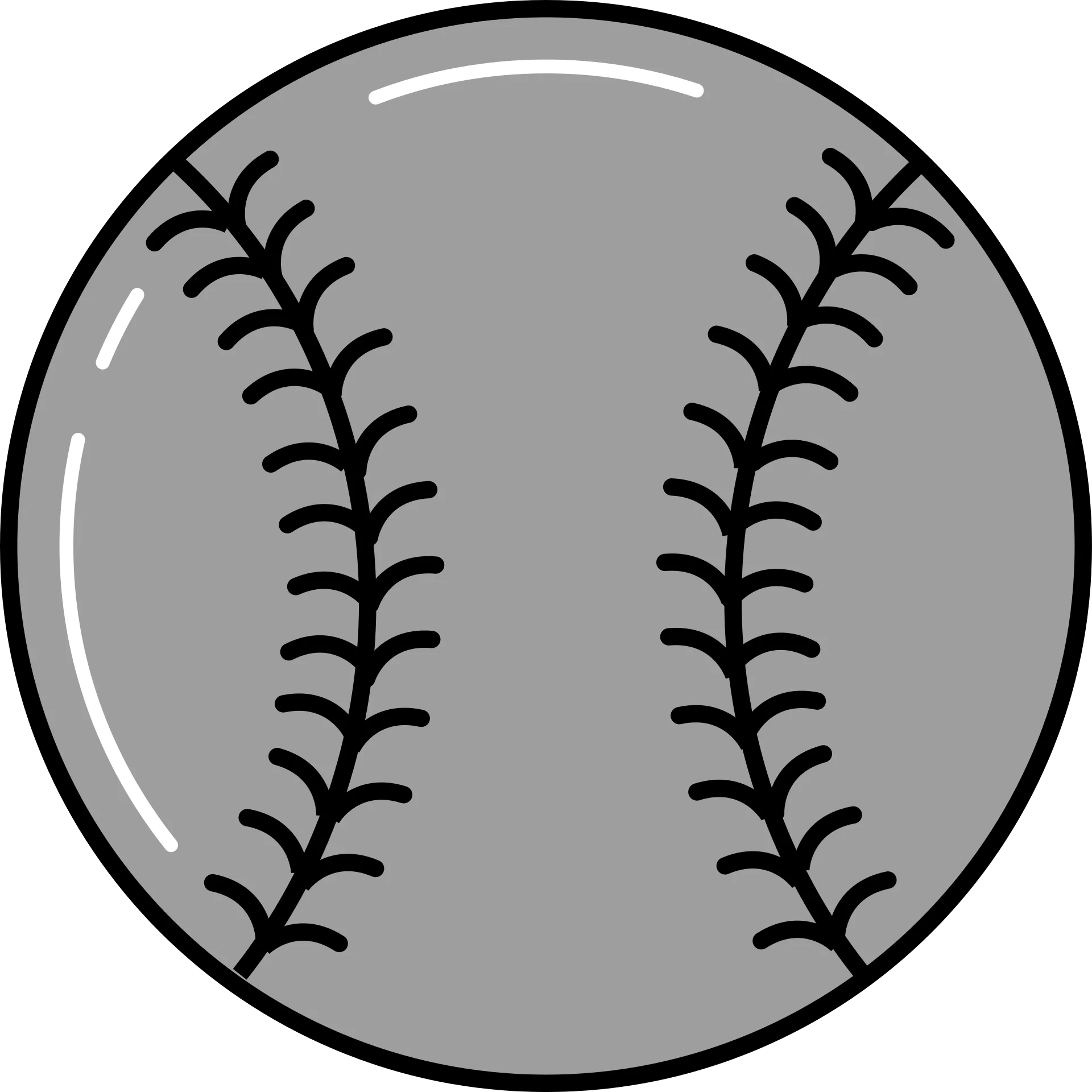 Minimalist Gray Baseball Clipart with Classic Stitching Design