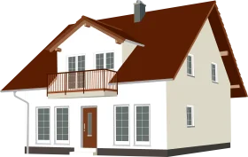 Modern Suburban Family Home Architectural Clipart Rendering
