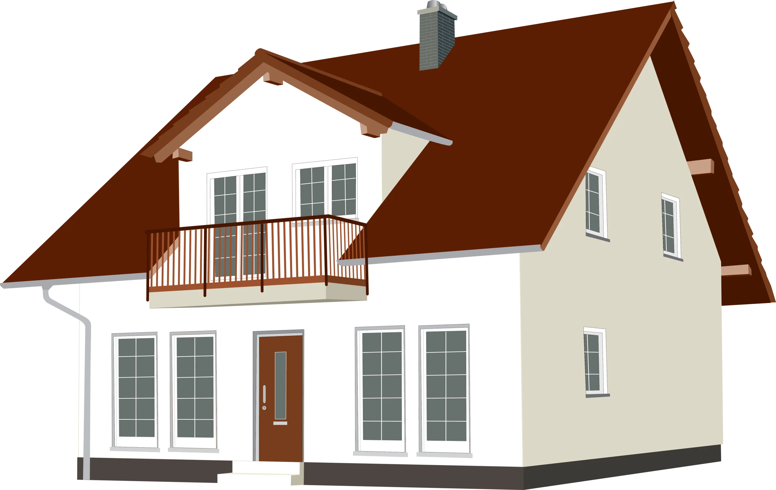 Modern Suburban Family Home Architectural Clipart Rendering