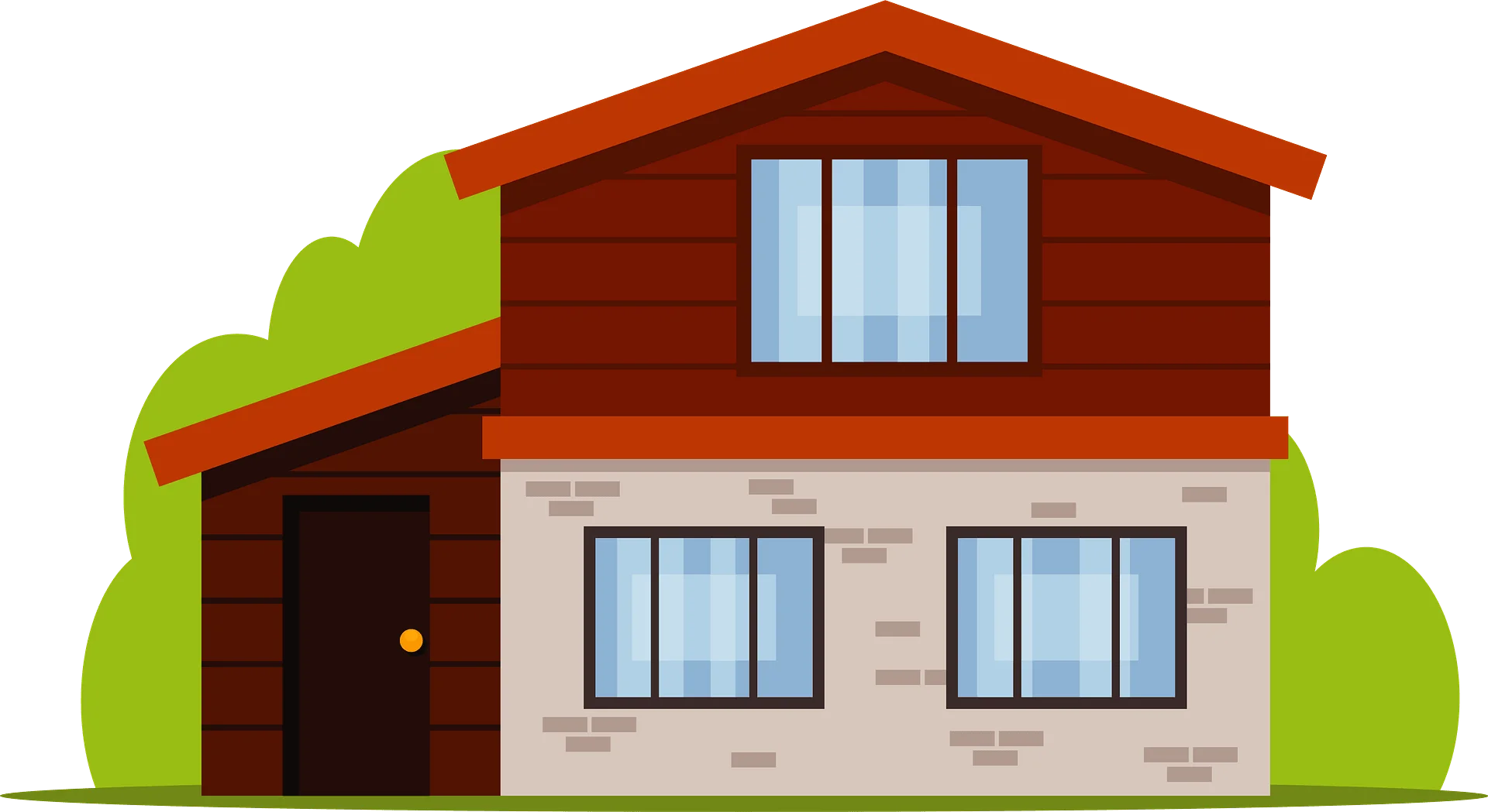 Modern Two-Story Residential House Clipart with Minimalist Design Elements
