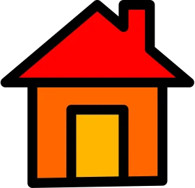Simple House Clipart Illustration with Bold Red Roof and Warm Orange Walls