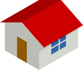 Simple Minimalist House Clipart with Red Roof and Blue Window Design