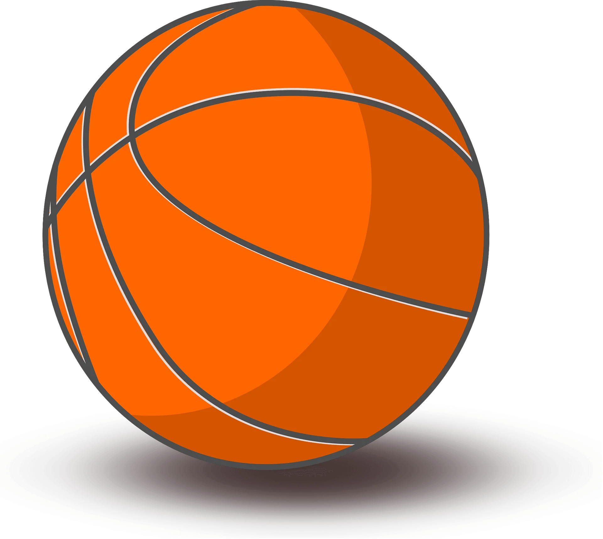 Bright Orange Basketball Clipart Illustration with Stylized Curved Lines