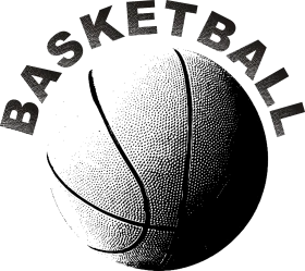 Classic Black and White Basketball Clipart Design with Bold Typography
