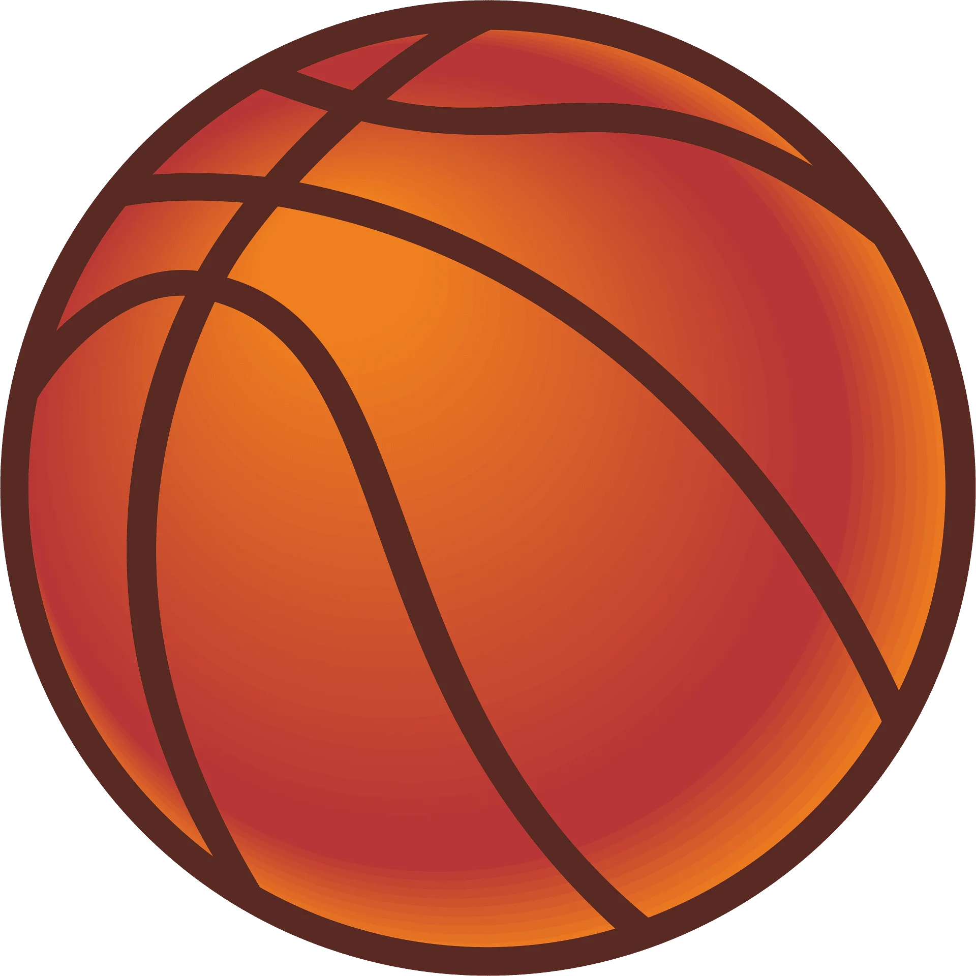 Classic Orange Basketball Clipart Design with Bold Lines and Gradient Shading