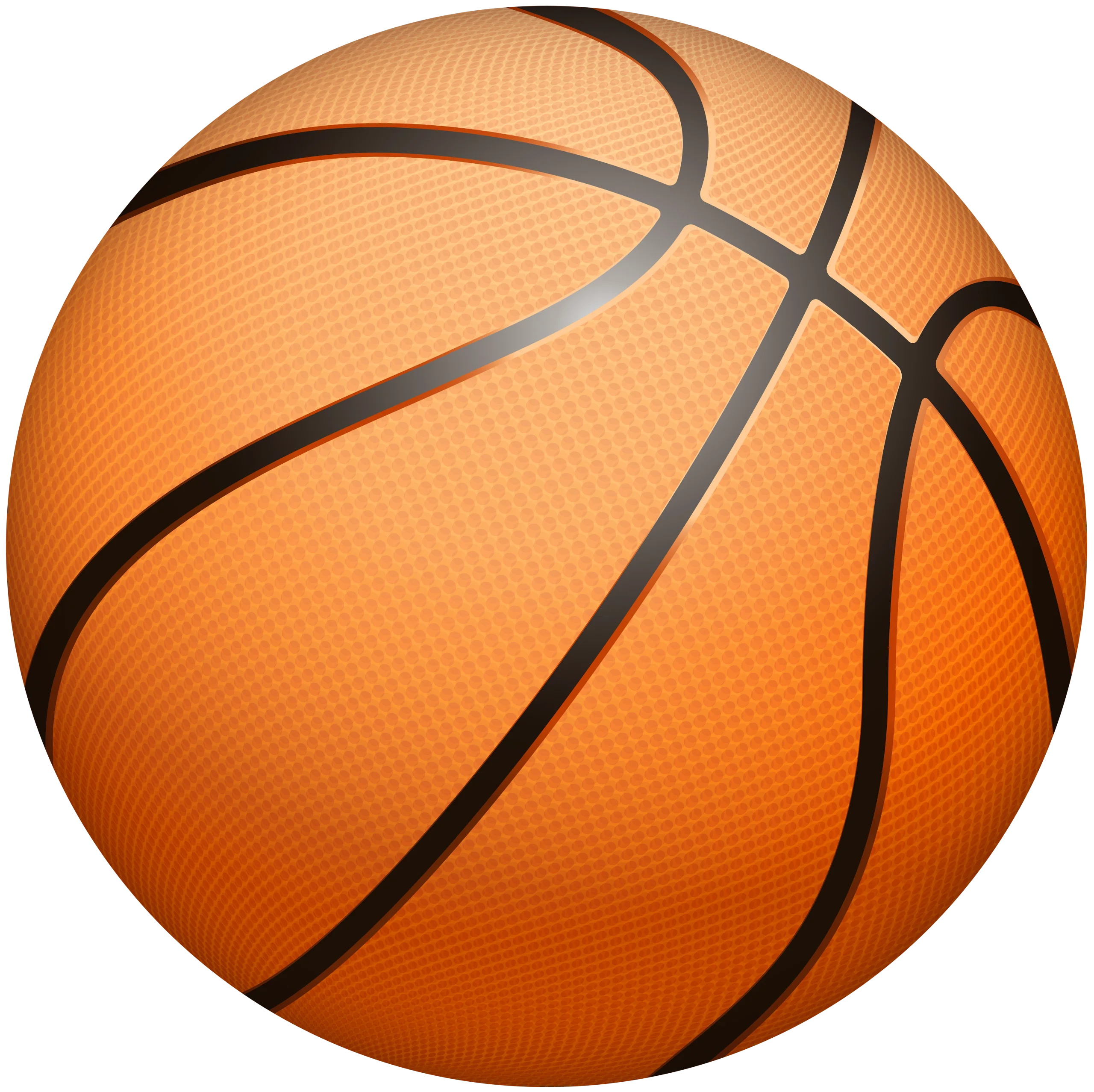 Classic Orange Basketball Clipart: Detailed Render with Bold Black Lines