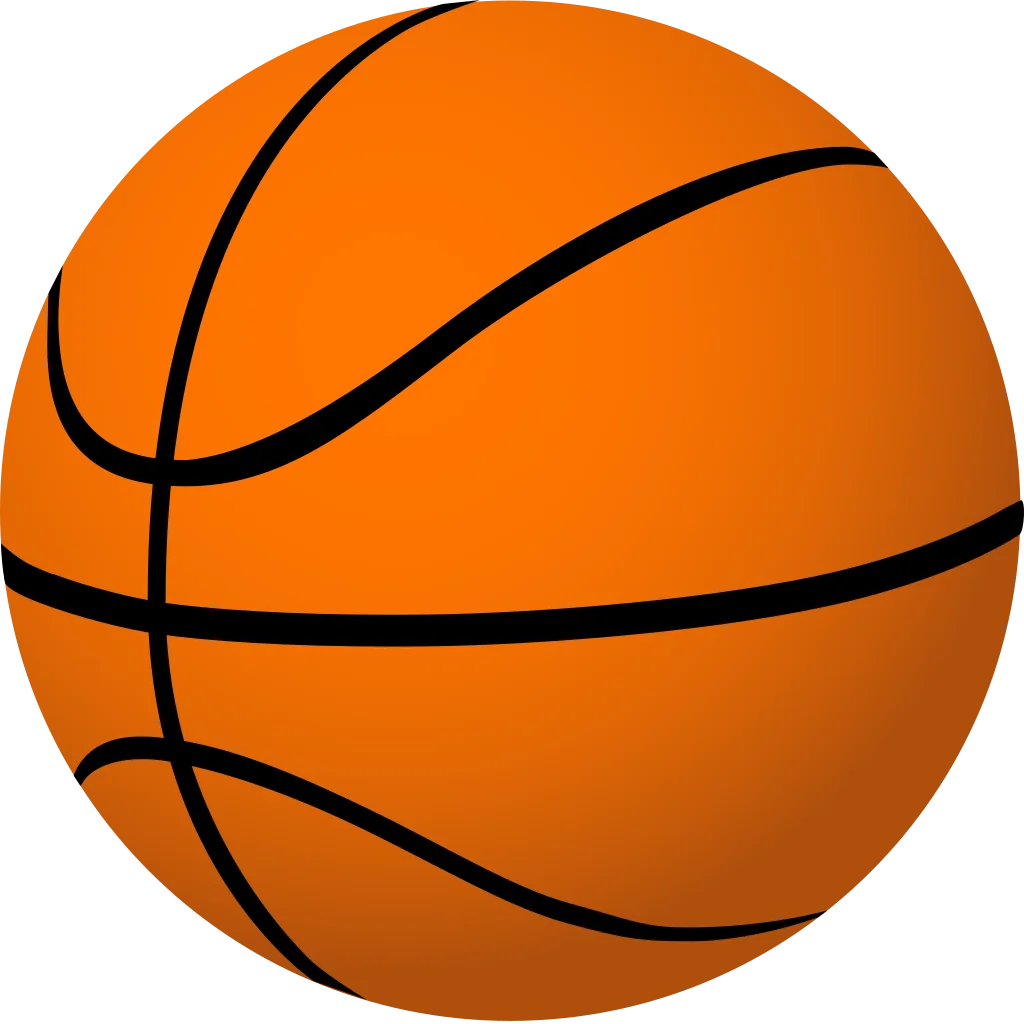 Classic Orange Basketball Clipart: Iconic Sports Design with Black Contour Lines