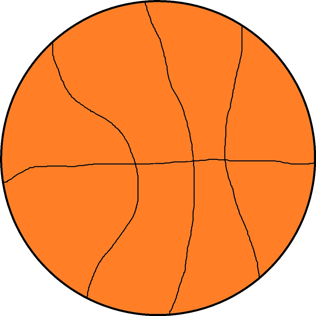 Classic Orange Basketball Clipart Illustration with Detailed Panel Lines