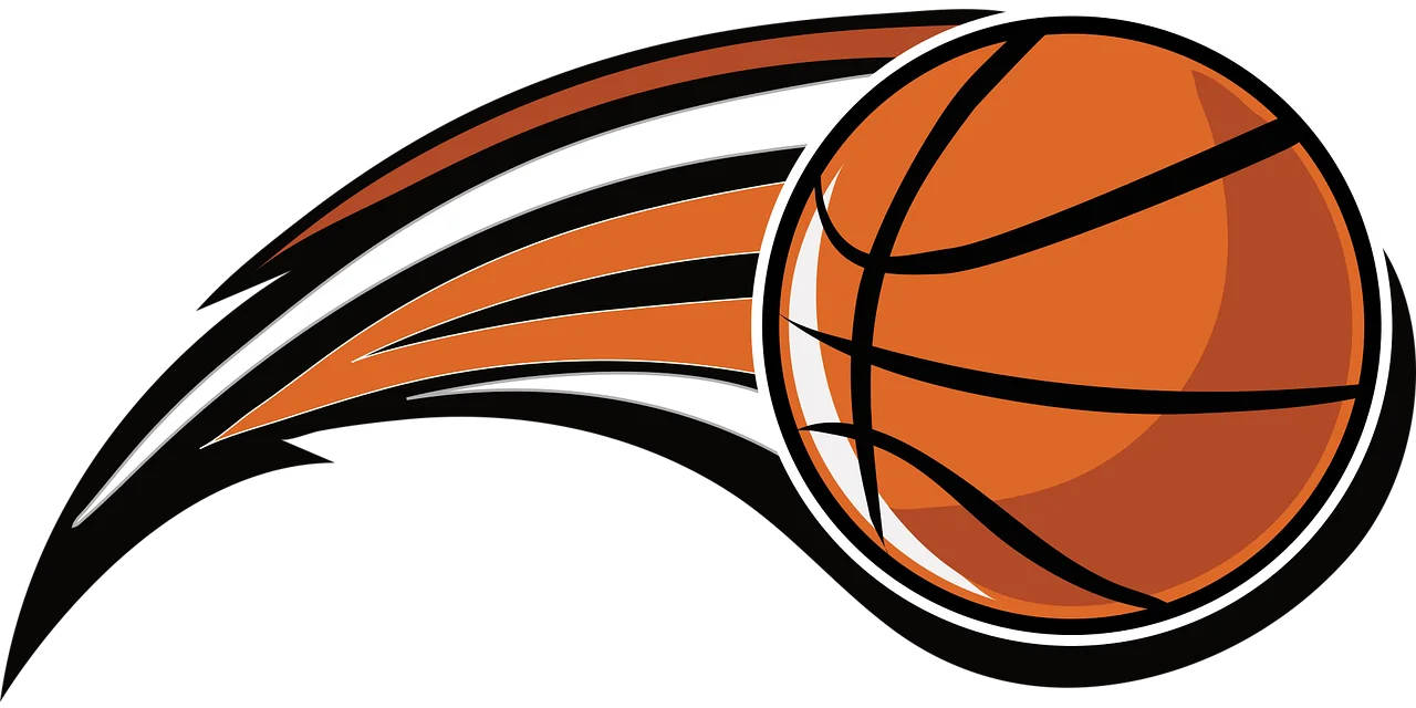Dynamic Basketball in Motion Swoosh Graphic Clipart Design
