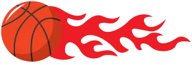 Flaming Basketball Clipart with Dynamic Red Flame Graphic Design