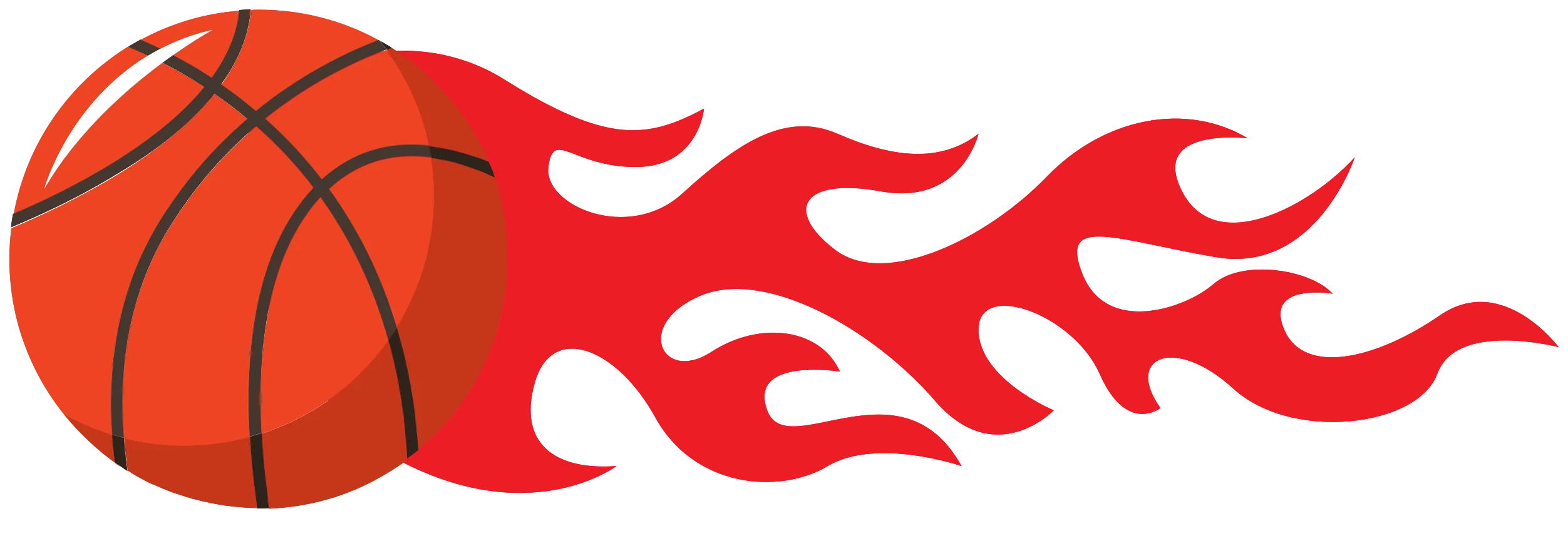 Flaming Basketball Clipart with Dynamic Red Flame Graphic Design