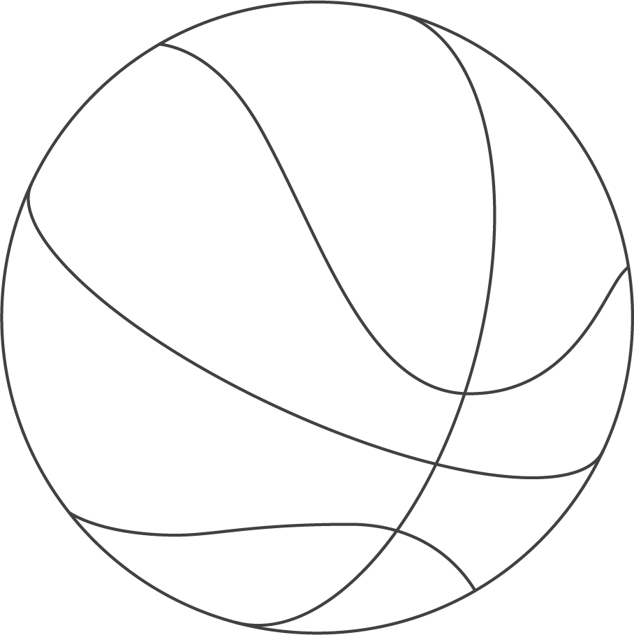 Monochrome Basketball Outline Clipart - Simplified Sports Graphic Design