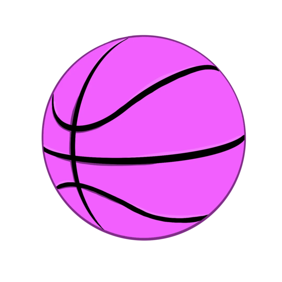 Playful Pink Basketball Clipart Design with Bold Black Outline
