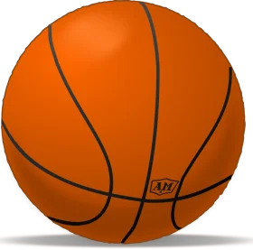 Realistic Orange Basketball Clipart with Sharp Black Seam Lines and Signature