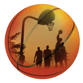 Sunset Basketball Silhouettes: Dynamic Street Court Action Clipart Design