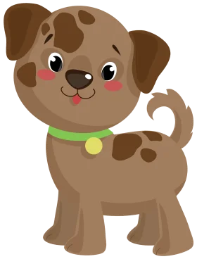 Adorable Brown Puppy Clipart with Playful Expression and Green Collar