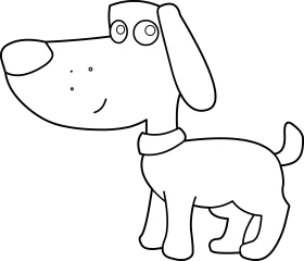 Adorable Cartoon Dog Clipart - Simple Line Drawing of a Playful Puppy