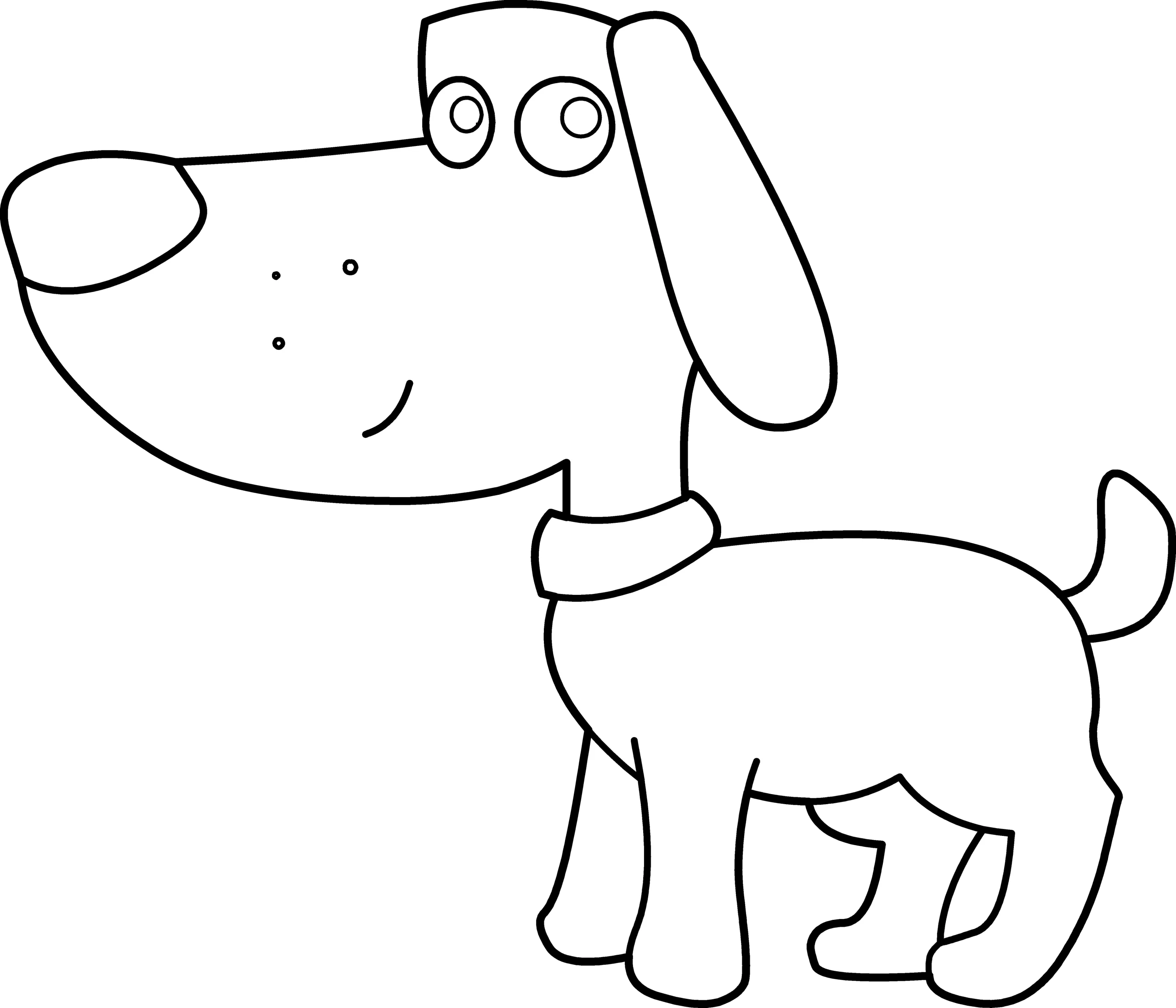 Adorable Cartoon Dog Clipart - Simple Line Drawing of a Playful Puppy