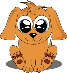 Adorable Cartoon Puppy Clipart with Big Expressive Eyes and Soft Orange Fur