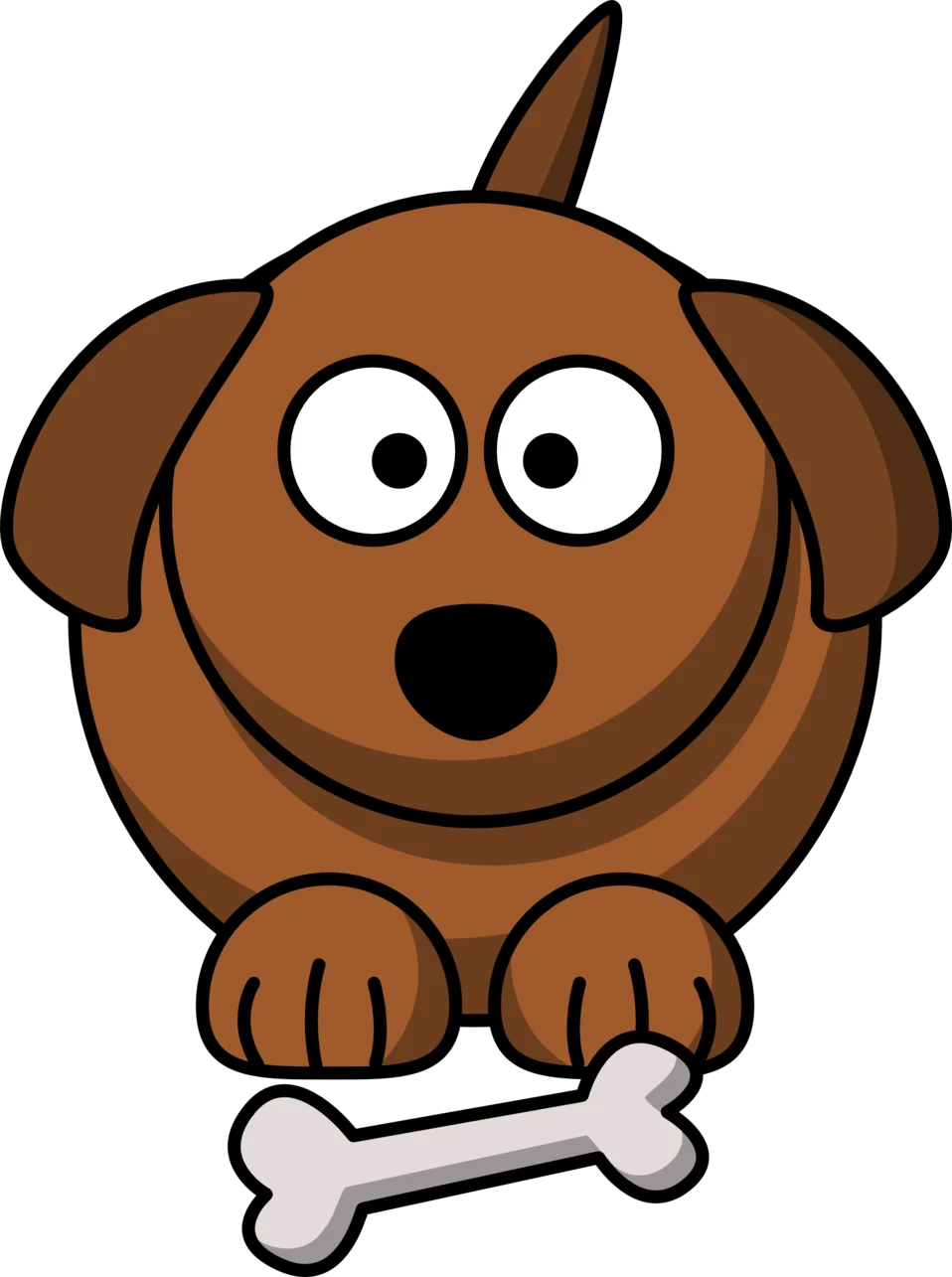 Adorable Cartoon Puppy Clipart with Playful Bone and Big Expressive Eyes