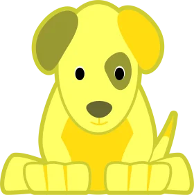 Adorable Sunshine Yellow Puppy Cartoon Clipart with Playful Sitting Pose