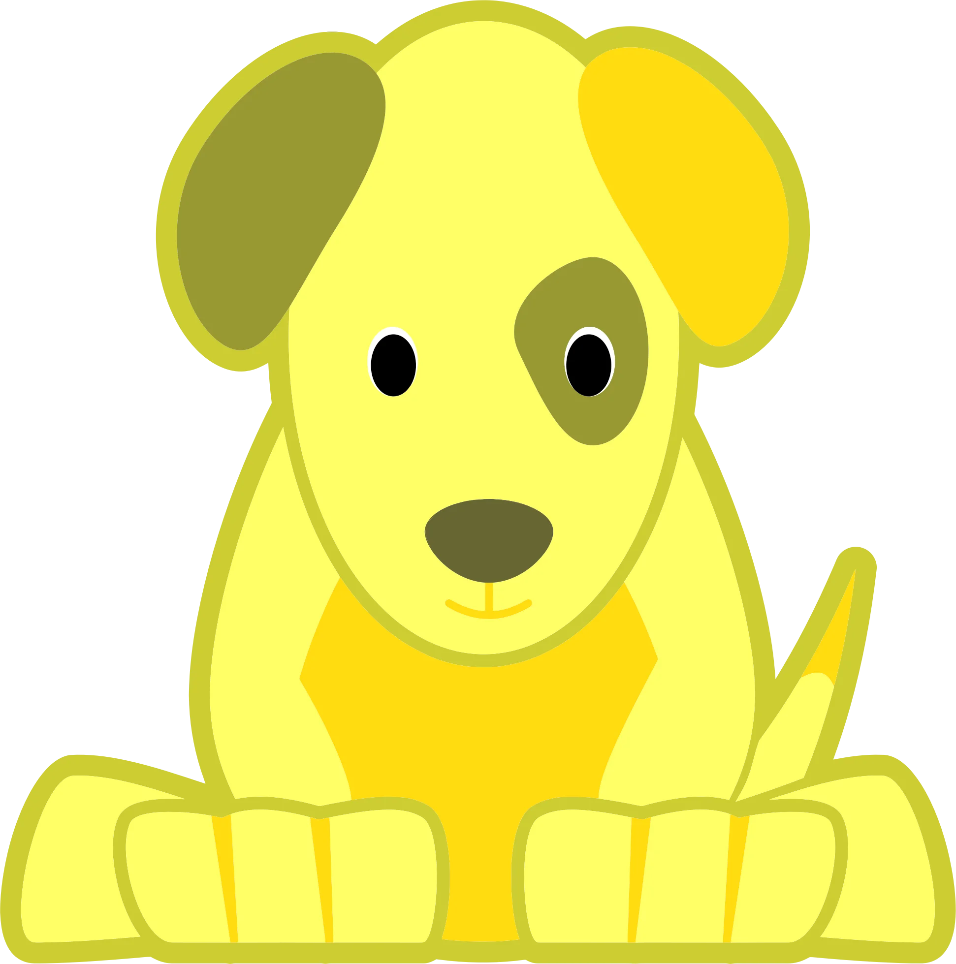 Adorable Sunshine Yellow Puppy Cartoon Clipart with Playful Sitting Pose