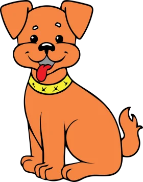 Cheerful Orange Cartoon Puppy with Playful Smile Adorable Dog Clipart Illustration