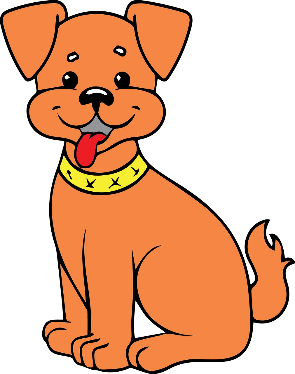Cheerful Orange Cartoon Puppy with Playful Smile Adorable Dog Clipart Illustration