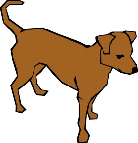 Minimalist Brown Dog Standing Pose Simple Line Art Clipart Design