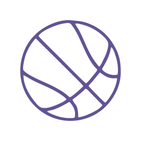 Minimalist Purple Basketball Silhouette Clipart Design for Sports Graphics