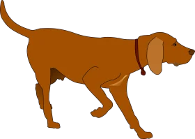 Rustic Brown Canine Silhouette Clipart: Detailed Illustration of Dog Walking Pose