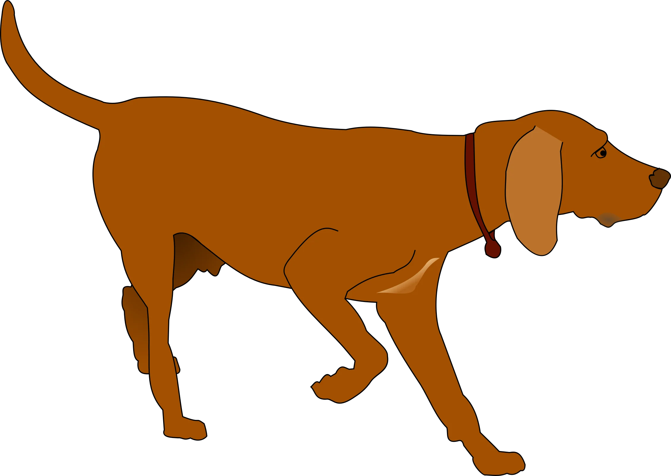 Rustic Brown Canine Silhouette Clipart: Detailed Illustration of Dog Walking Pose