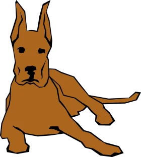 Stylized Brown Doberman Pinscher Clipart Illustration with Sharp Ears