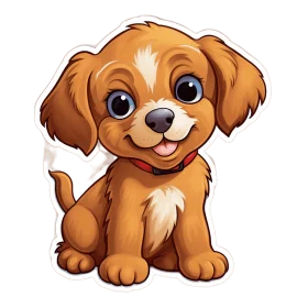 Adorable Golden Puppy Clipart: Cute Cartoon Canine Companion with Heartwarming Smile