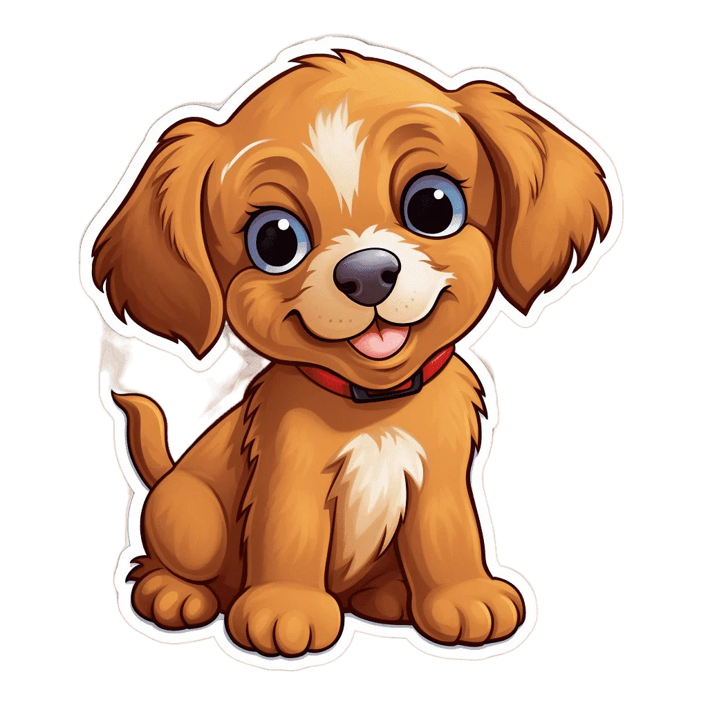 Adorable Golden Puppy Clipart: Cute Cartoon Canine Companion with Heartwarming Smile