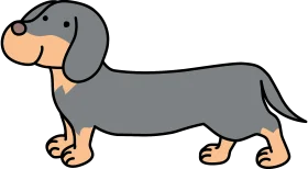 Adorable Gray Dachshund Clipart: Cute Cartoon Wiener Dog Illustration