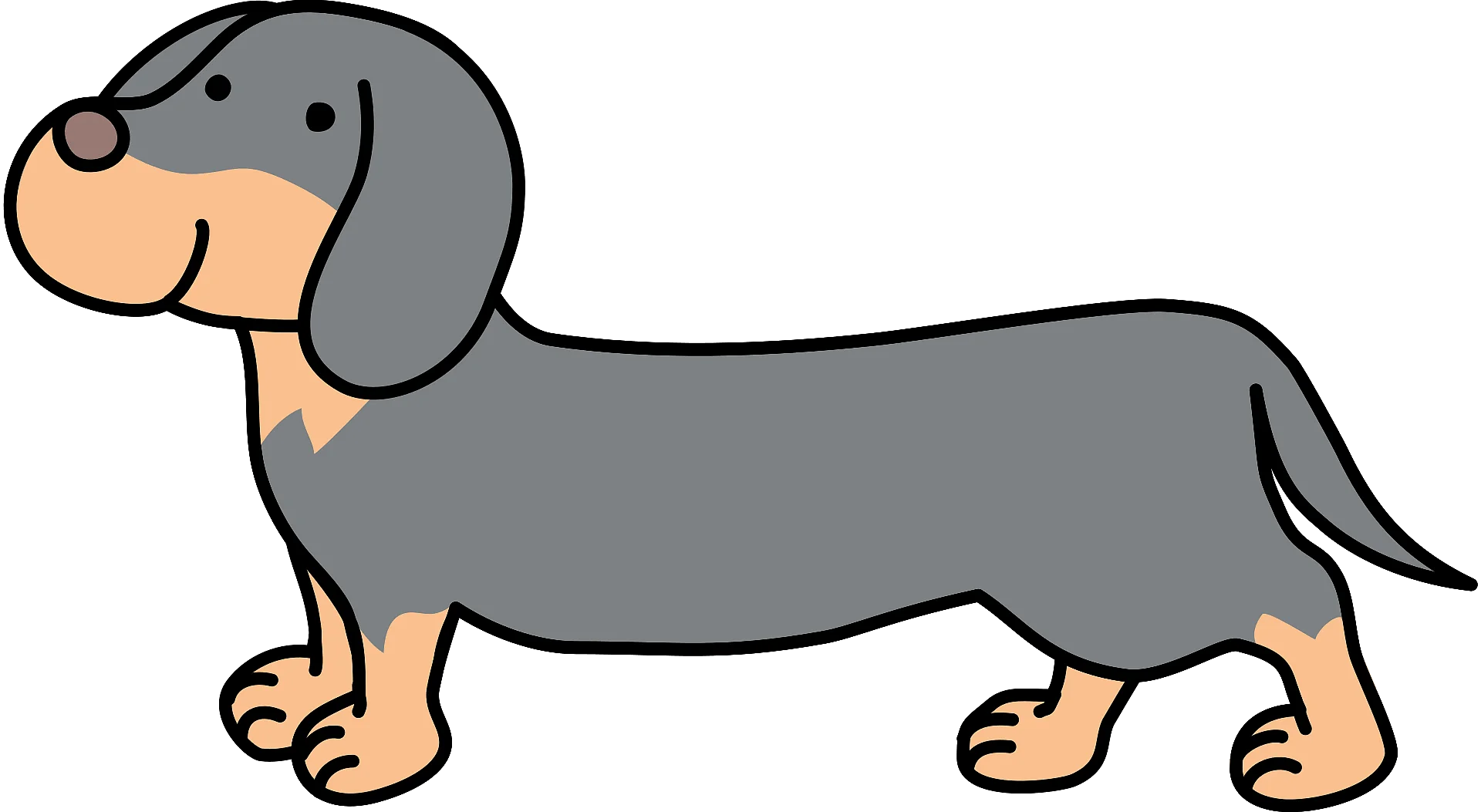 Adorable Gray Dachshund Clipart: Cute Cartoon Wiener Dog Illustration